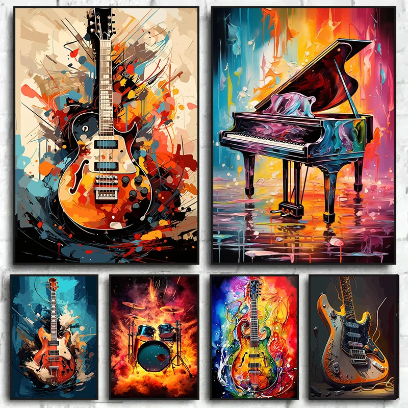 Abstract Colorful Art Musical  - Musical Instrument Painting review and price