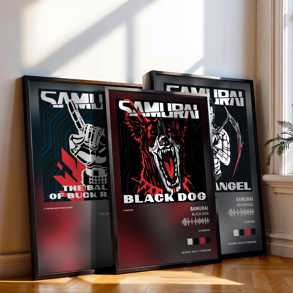 Cyberpunks Samurai Poster Musi - Musical Instrument Painting review and price